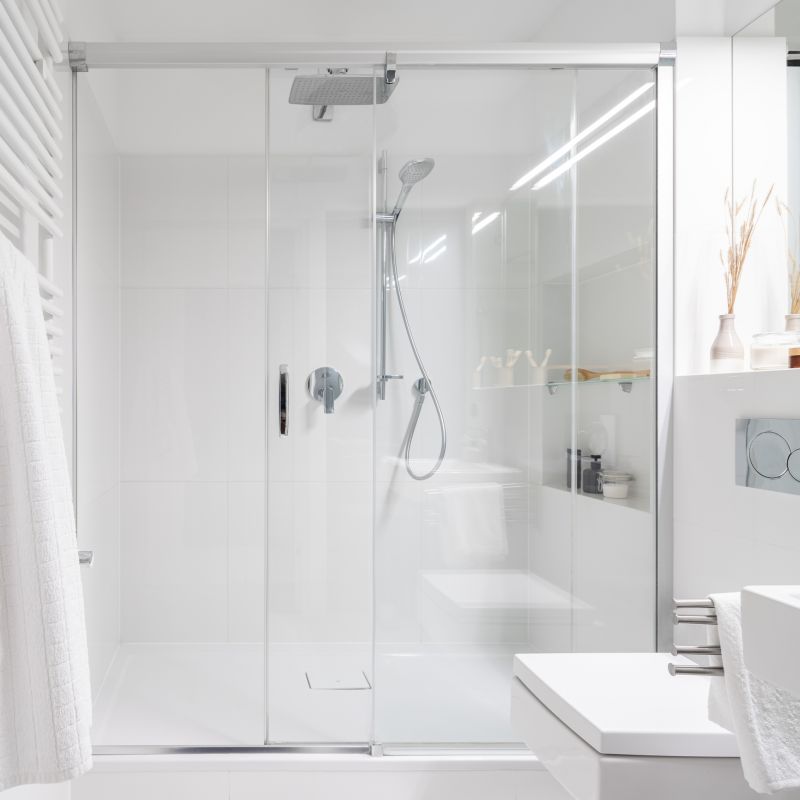 Open Shower with Rainfall Showerhead